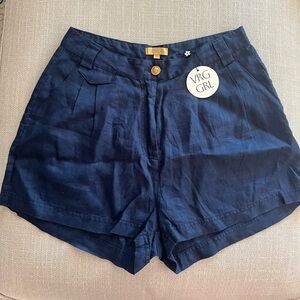 Verge Girl Blue Linen Shorts